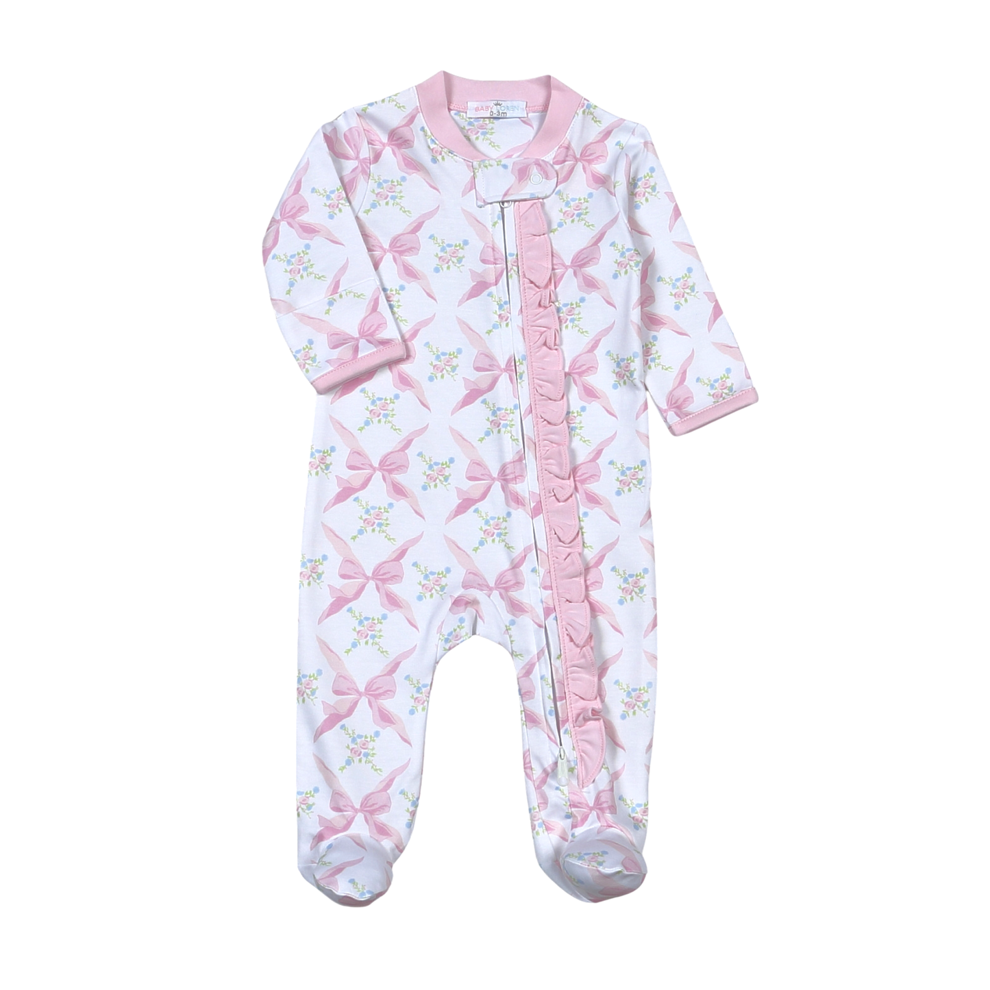 Pink Bows Pima Footie