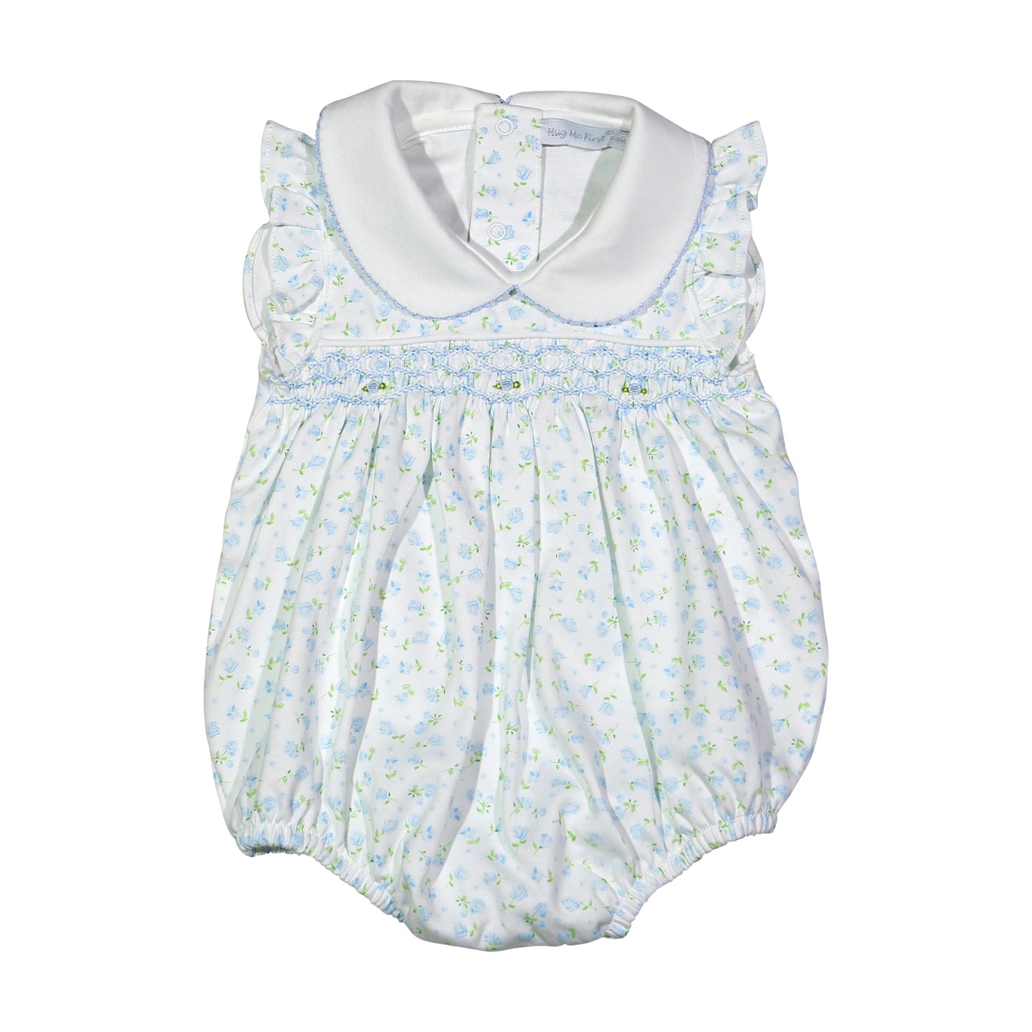 Lesli Blue Floral Hand Smocked Bubble