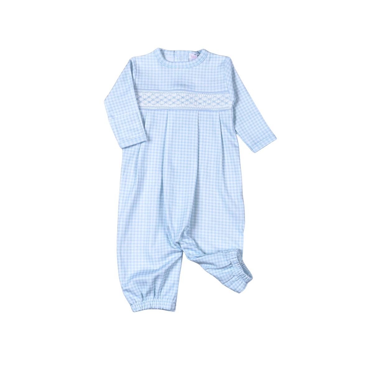 Blue gingham clsssic Pima Hand Smocked Converter