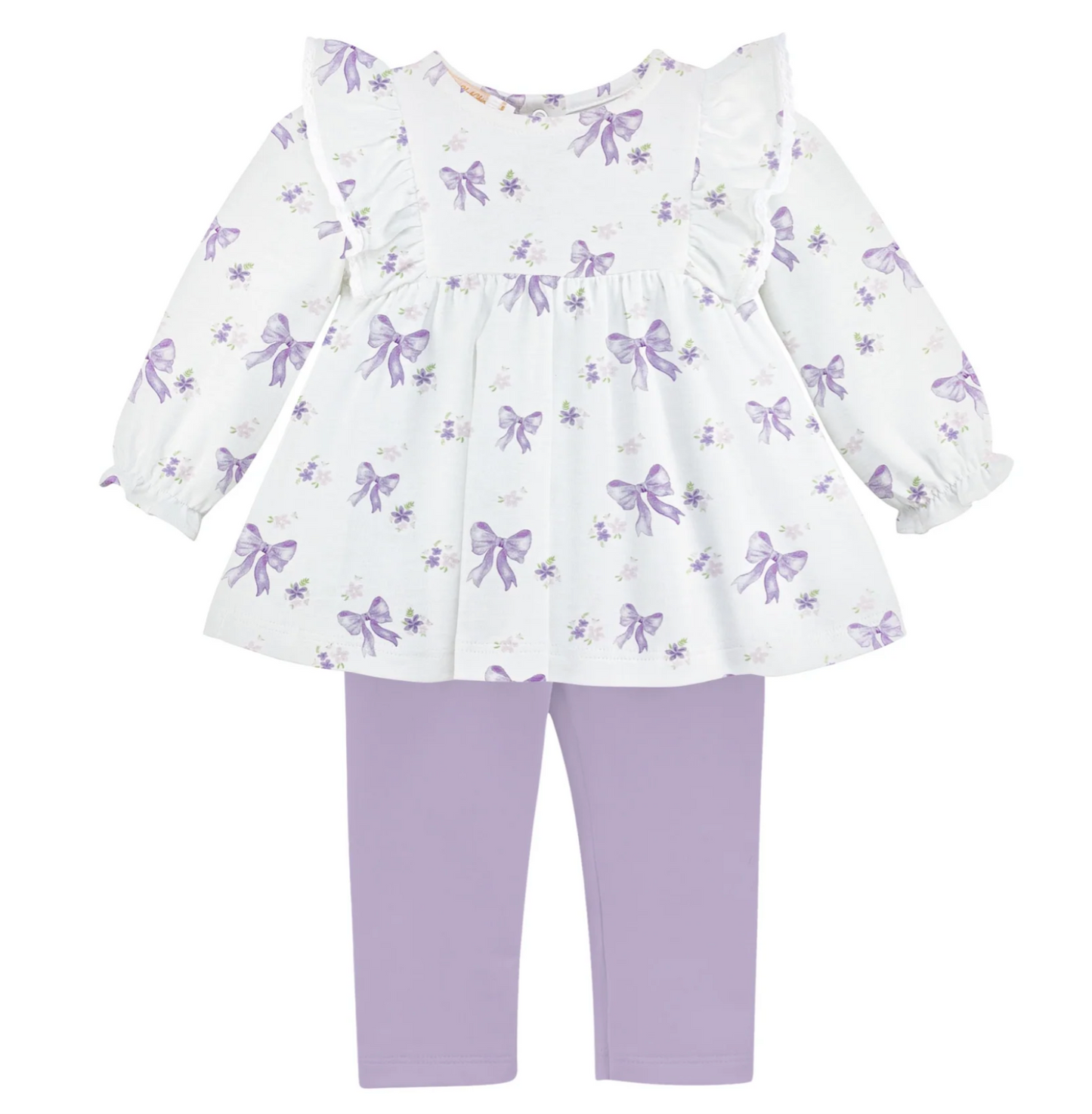 Lavender Bows Pima Blouse and Legging Set