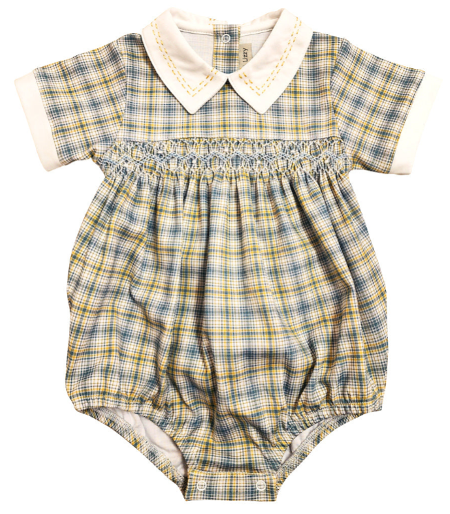 Fall Plaid Hand Smocked Bubble