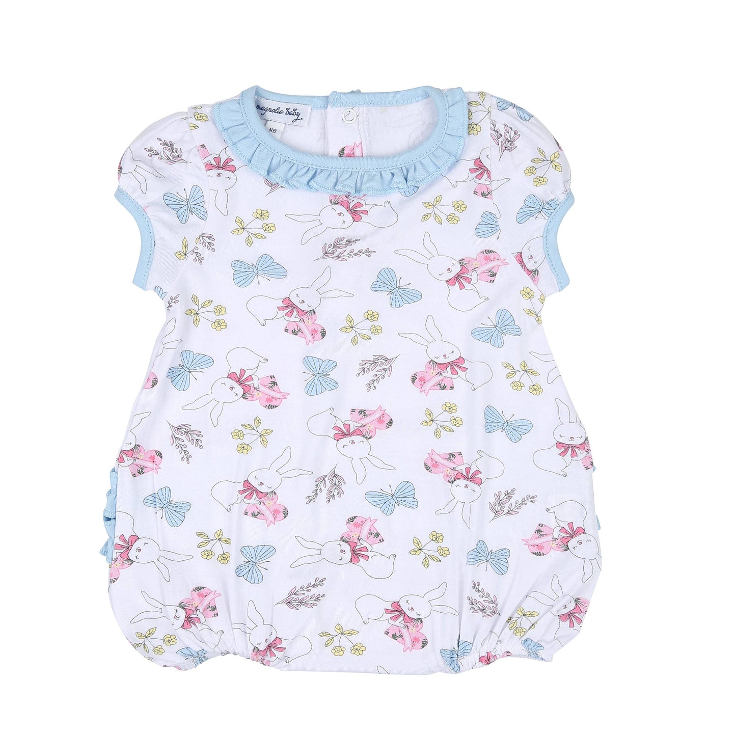 Bunny Love Sky Blue Printed Ruffle Bubble