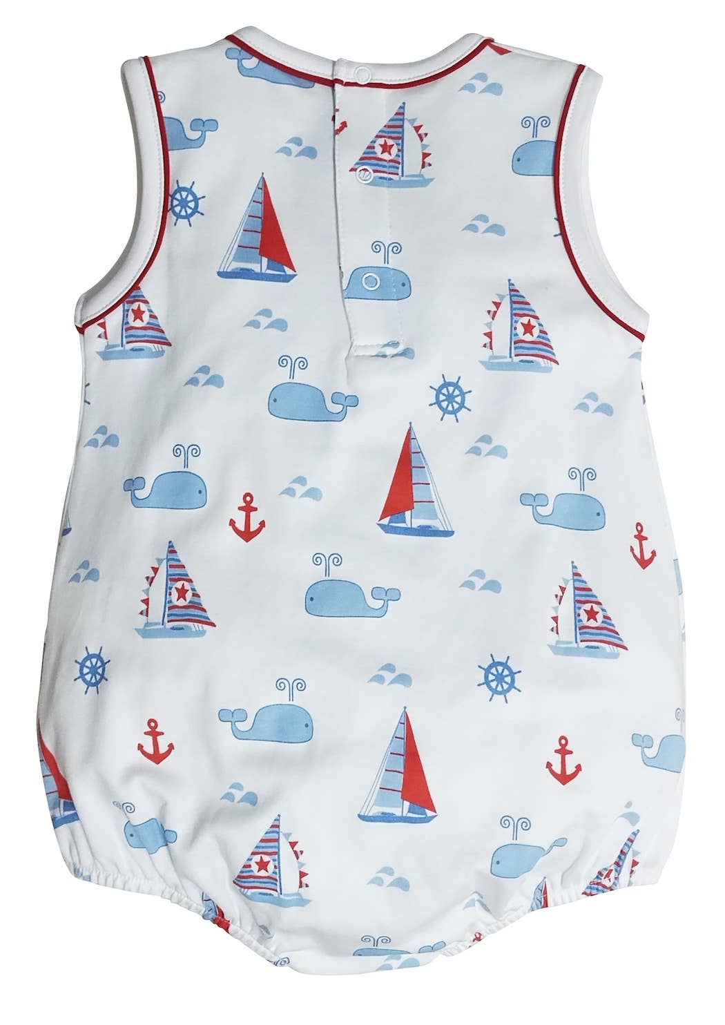 Nantucket Whales and sailboats Print Boy's romper