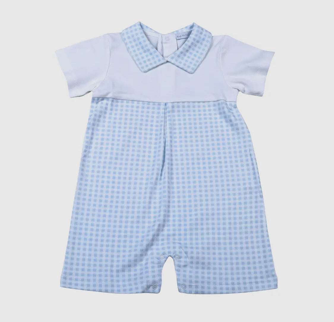 WHITE / BLUE GINGHAM PIMA ROMPER