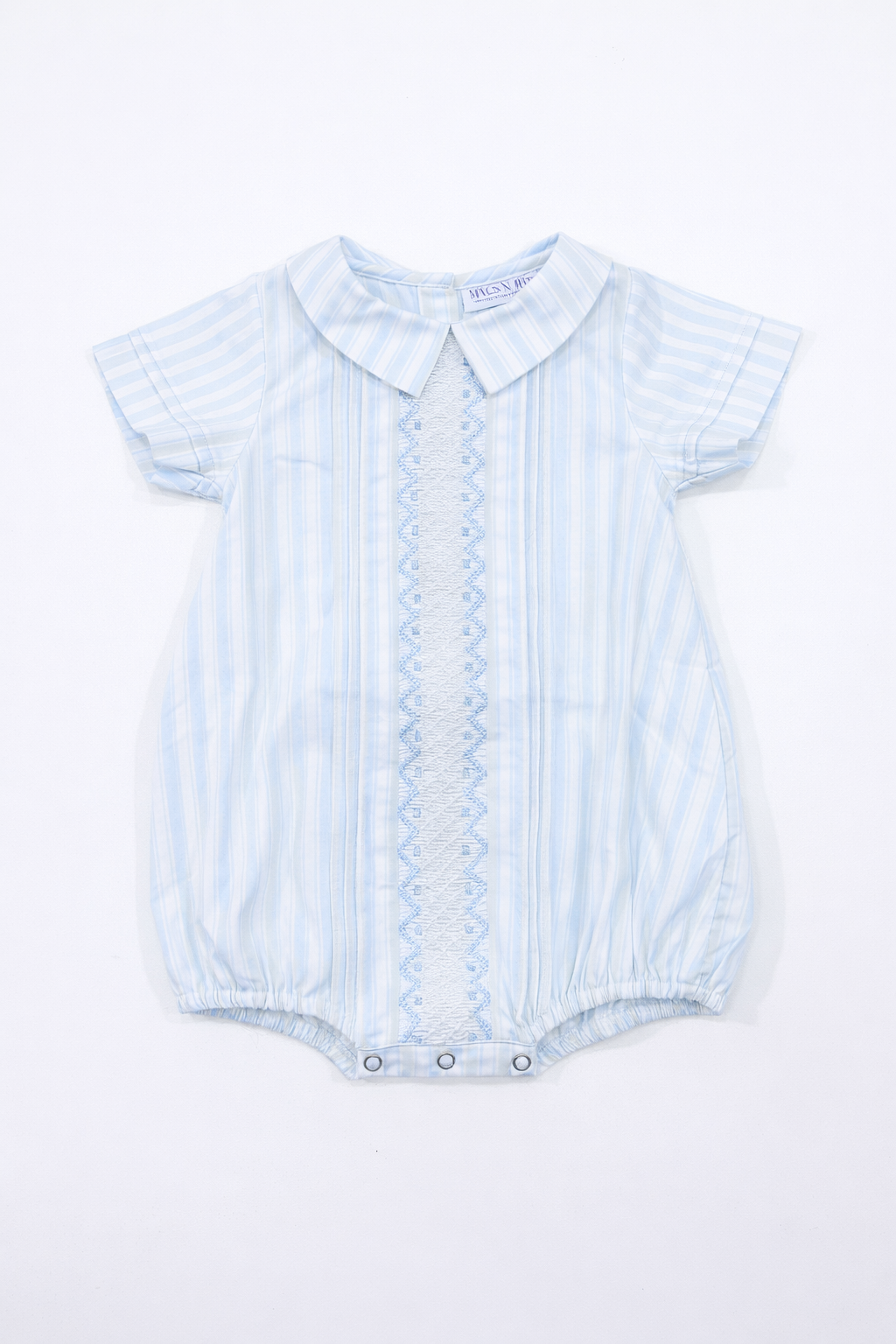 Blue Stripes Hand Smocked Peter Pan Boys Bubble