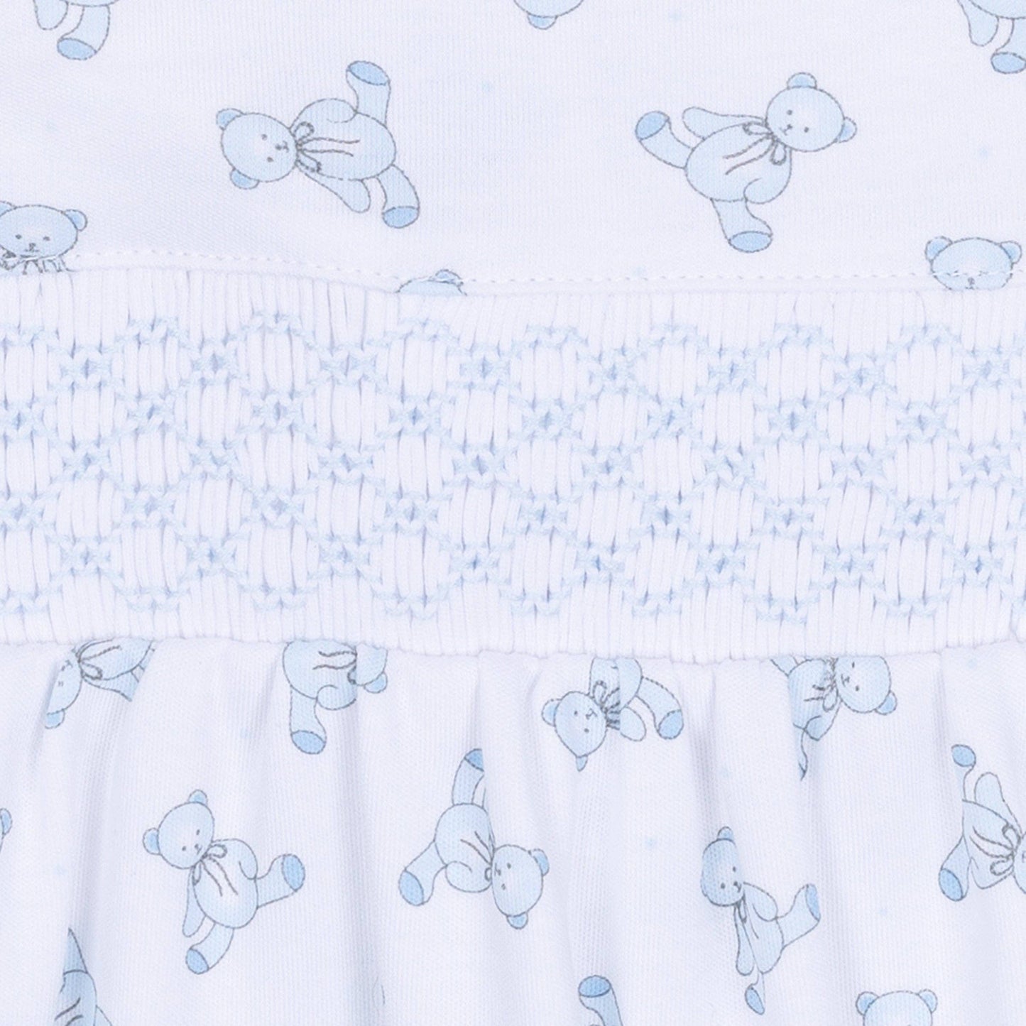 Baby's Teddy Smocked Footie - Light Blue