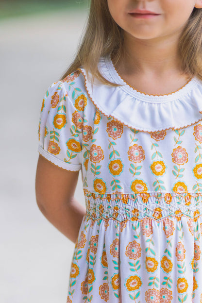 St. Remmy Pima cotton knit girls smocked dress