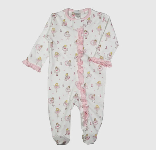 Pink Ballerinas Pima Zipper Footie