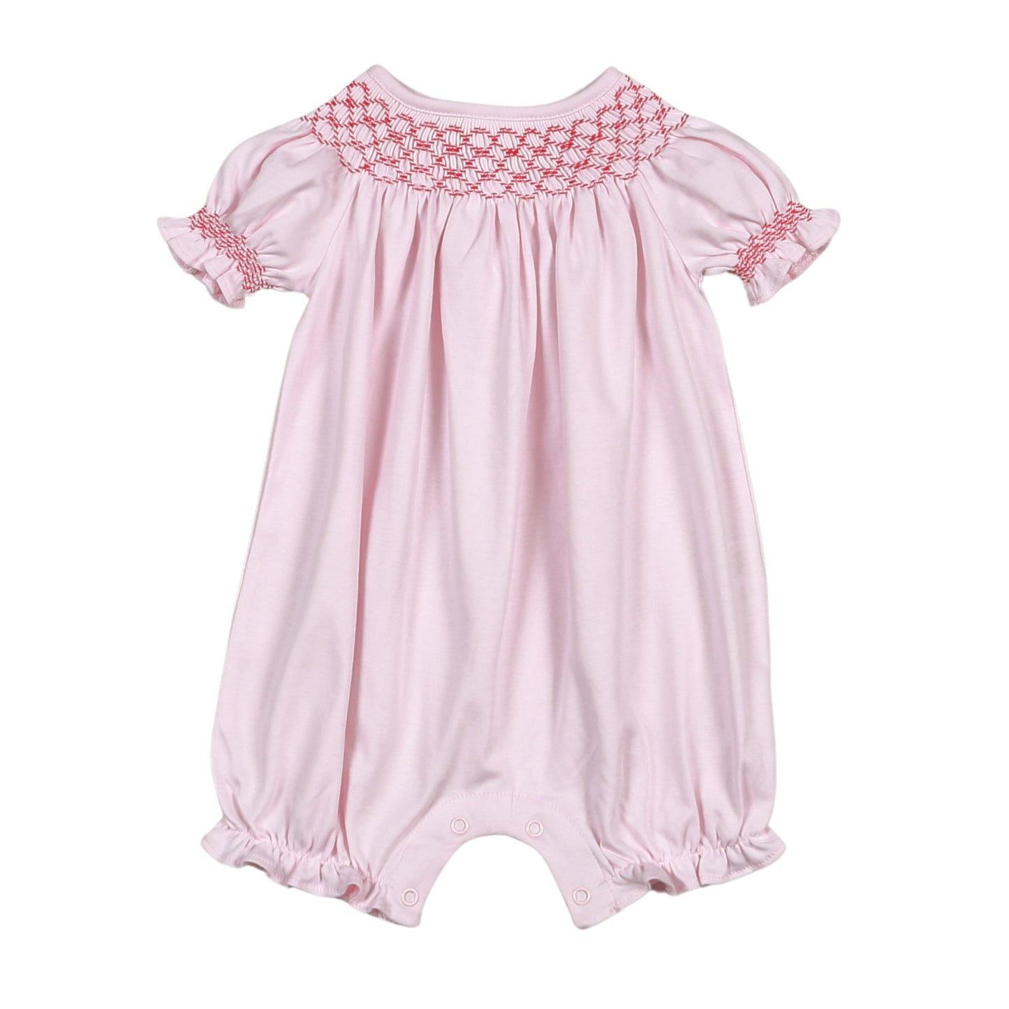 Rosy Holiday Hand Smocked Pima Bishop Bubble