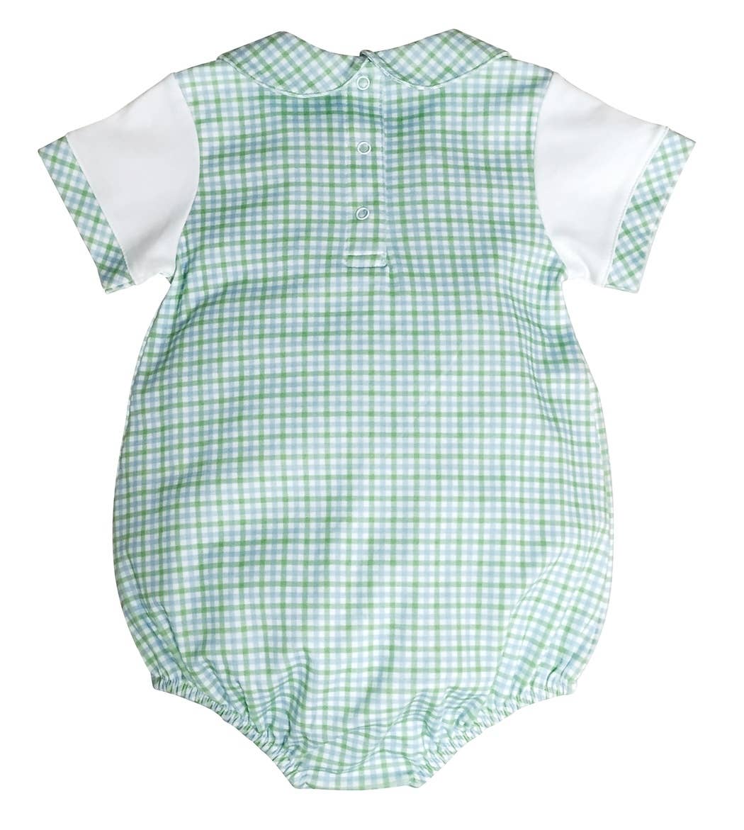 Green and blue checks Baby Boy romper-Cherry Blossom