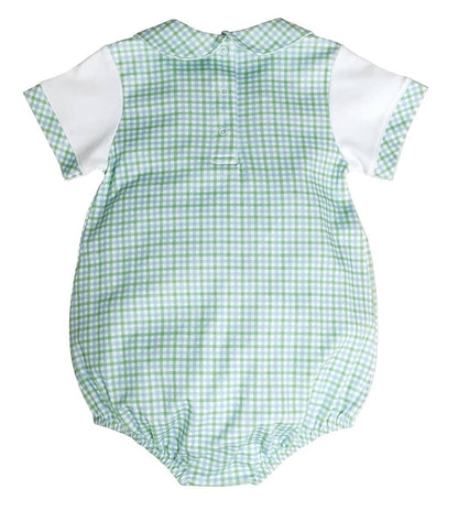 Green and blue checks Baby Boy romper-Cherry Blossom