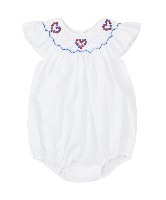 Patriotic Hearts Smocked Bubble