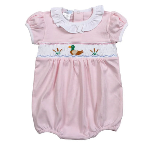 Mallard Pink Hand Smocked Pima Bubble