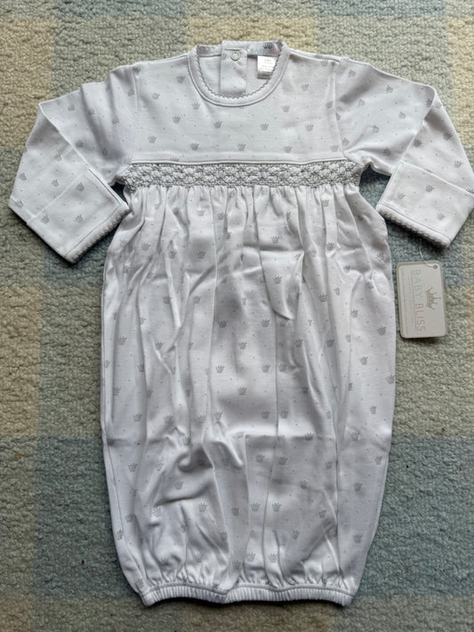 SILVER CROWN HAND SMOCKED PIMA GOWN