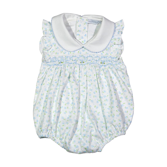 Lesli Blue Floral Hand Smocked Bubble
