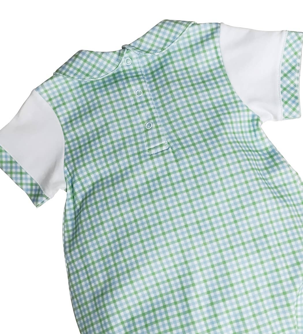 Green and blue checks Baby Boy romper-Cherry Blossom