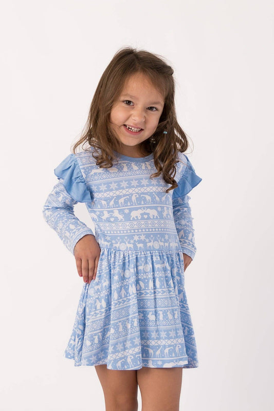 Arctic Fair Isle | Long Sleeve Flutter Dress