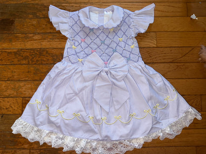 Lavender Bows Heirloom Smocked Dress