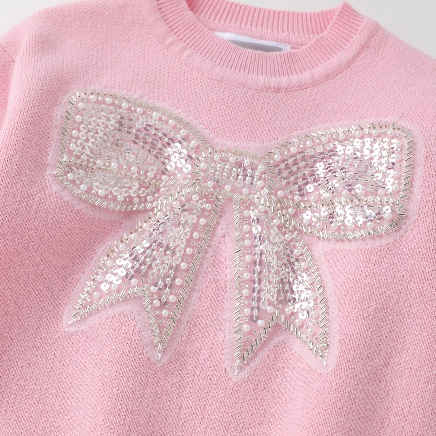 Pink Sparkle Bow Sweater