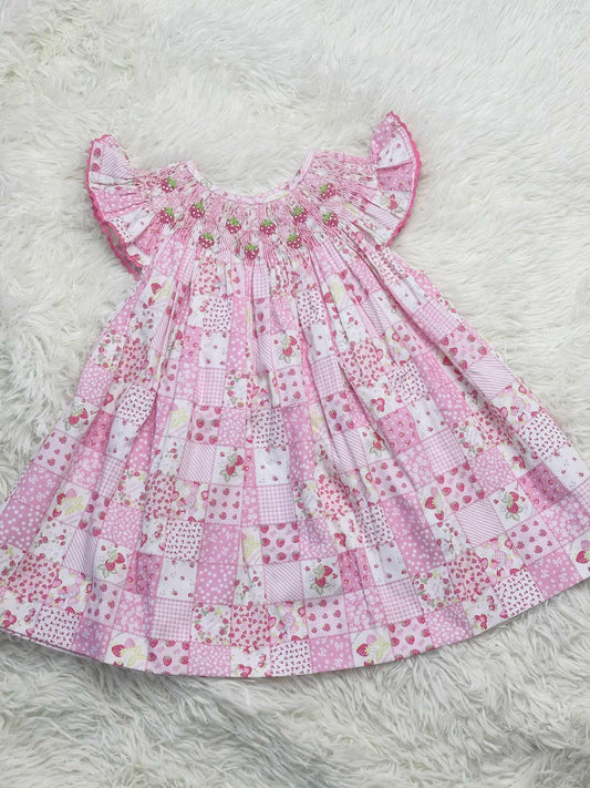 Pink Sophie Strawberry Patch Hand Smocked Dress