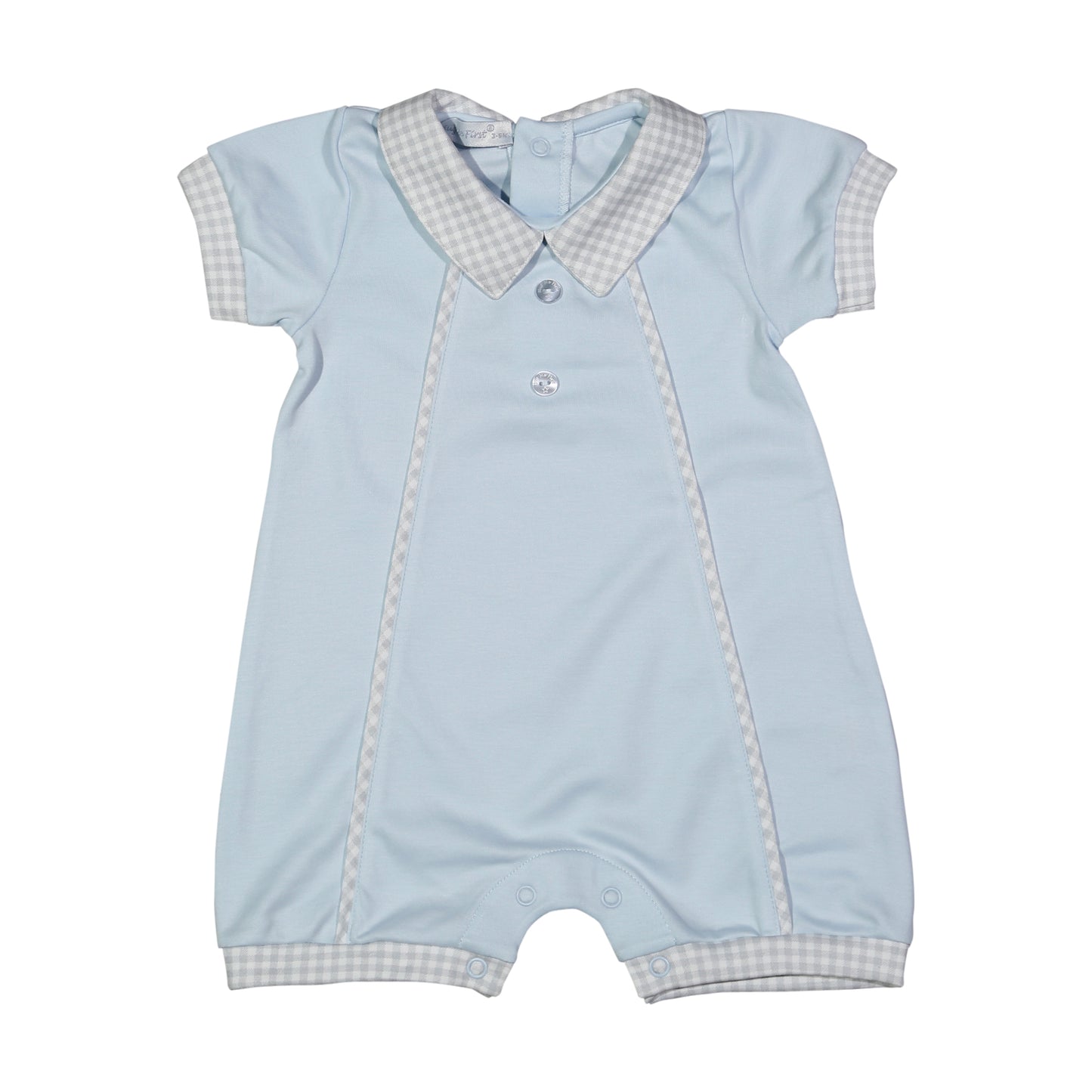 Blue/Gray Gingham Pima Romper