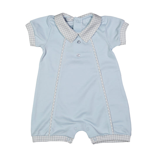 Blue/Gray Gingham Pima Romper