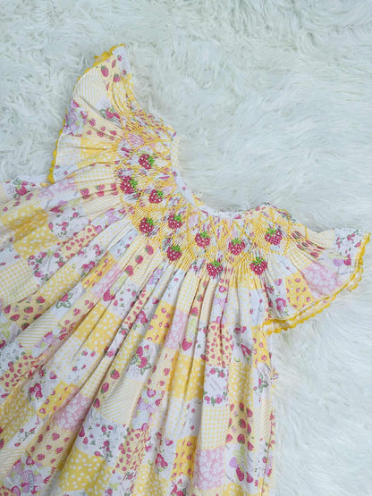 Yellow Sophie Strawberry Patch Hand Smocked Dress