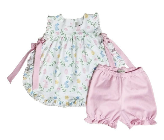 Marco and Lizzy - Girl's Bloomer set Easter floral with Bunnies