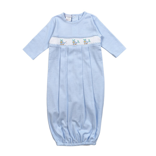 BLUE STRIPES HAND SMOCKED HELICOPTER PIMA GOWN