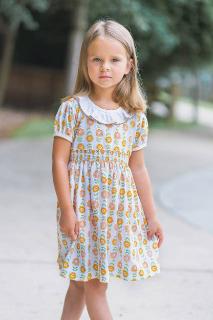 St. Remmy Pima cotton knit girls smocked dress