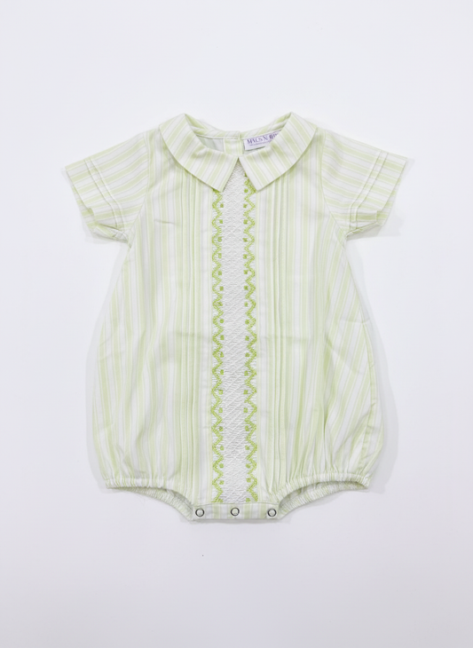 Green Hand Smocked Boys Bubble