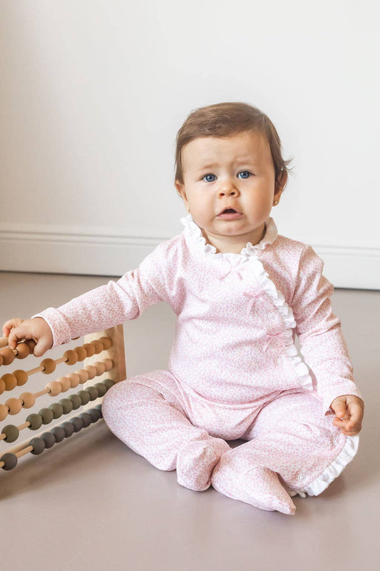 Pink Leaves Pima Baby Onesies Sleep & Play