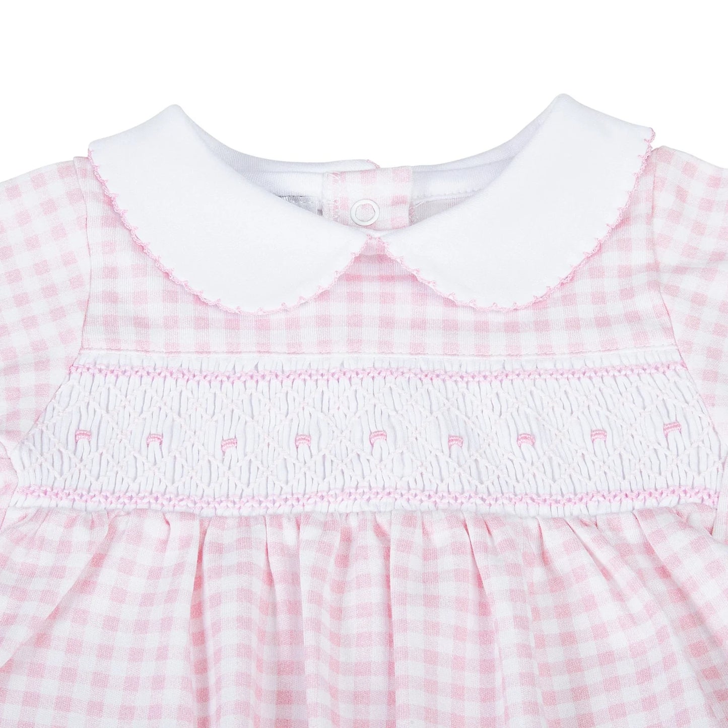 Mini Checks Smocked Footie - Pink