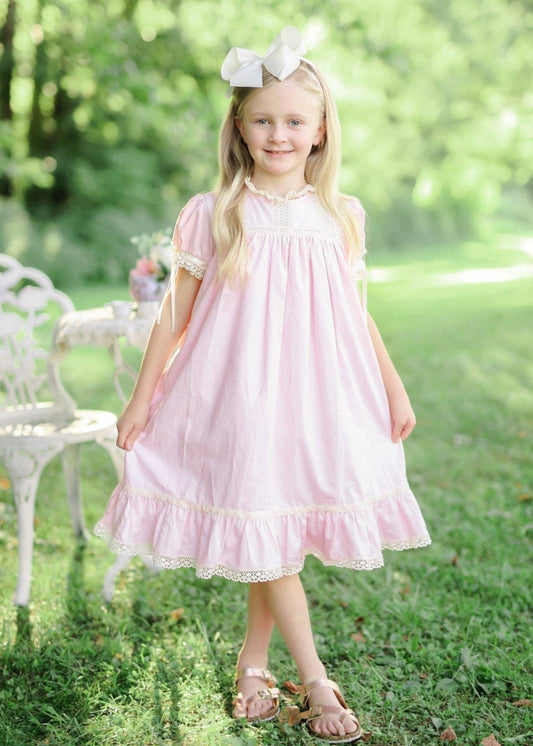 Bristol Pink Sleeved Heirloom Dress
