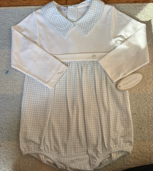 BLUE GINGHAM LONG SLEEVE PIMA BUBBLE