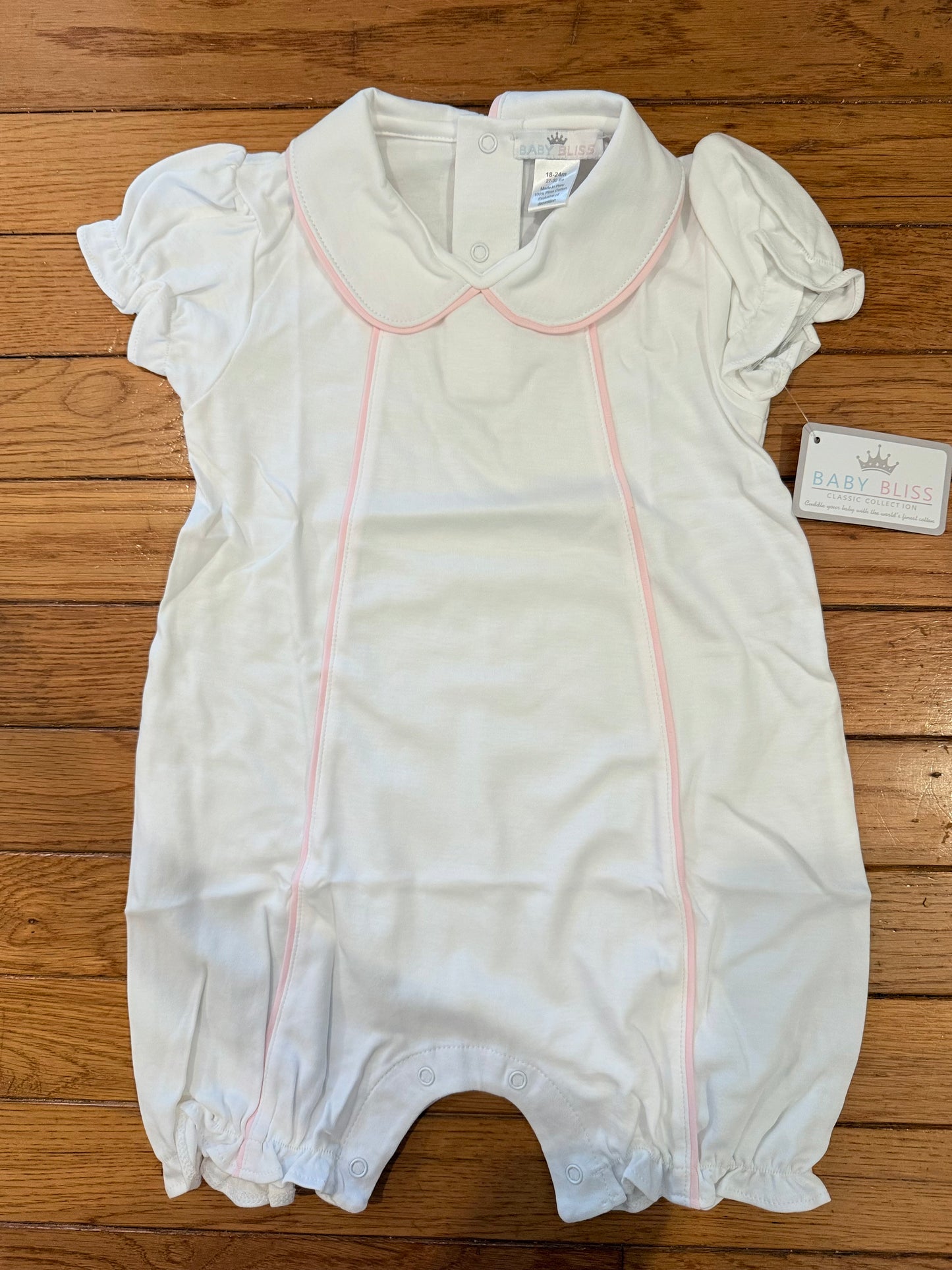 WHITE / PINK PIMA ROMPER