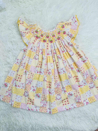 Yellow Sophie Strawberry Patch Hand Smocked Dress