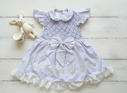 Lavender Bows Heirloom Smocked Dress