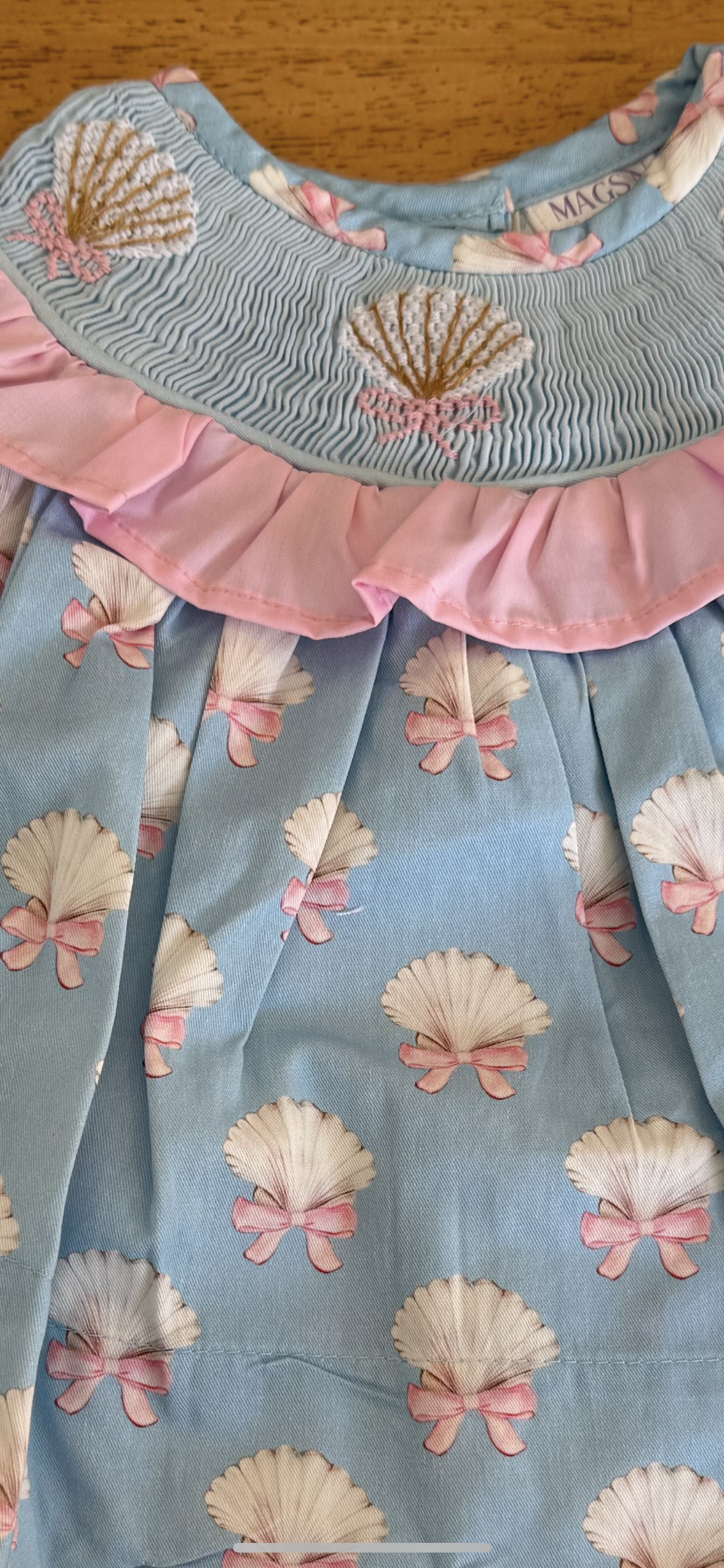 Sally Sea Shells Hand Smocked Knicker/Short Set