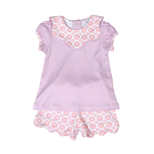 Lavender Sunset Pima Scalloped Short Set