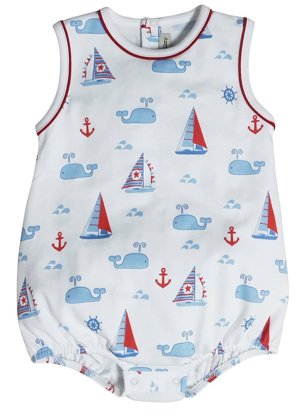Nantucket Whales and sailboats Print Boy's romper