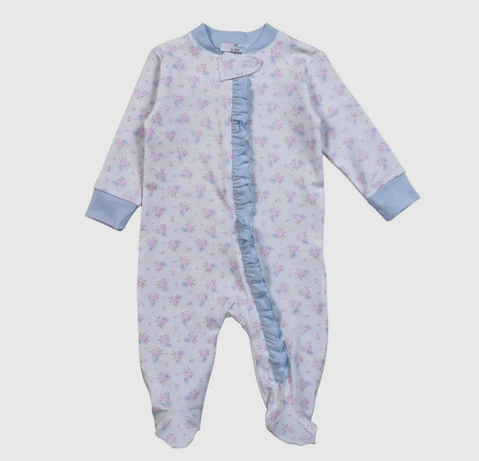 Roses and Bows Pima Zipper Footie