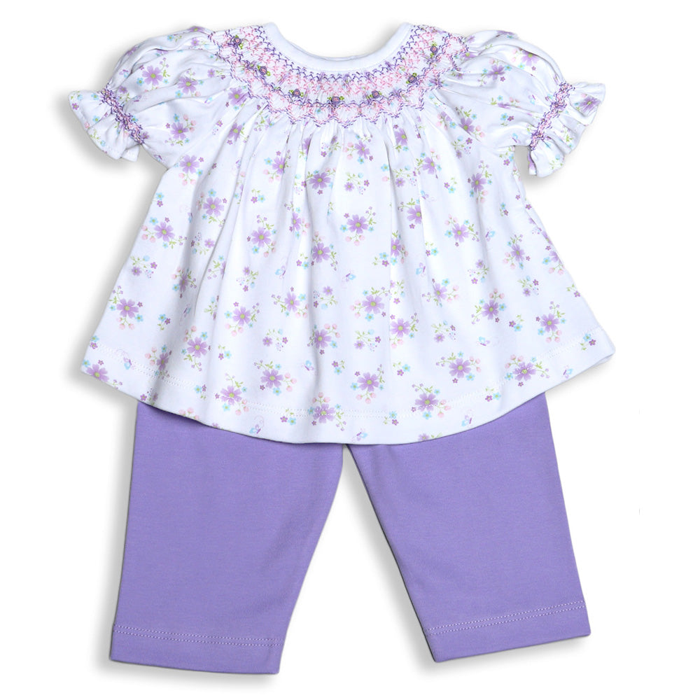 PURPLE FLORAL PIMA HAND SMOKED SET