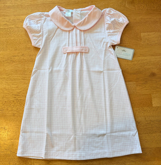 Pink Checks Button Pima Dress