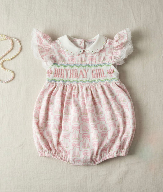 BIRTHDAY GIRL HAND SMOCKED BUBBLE
