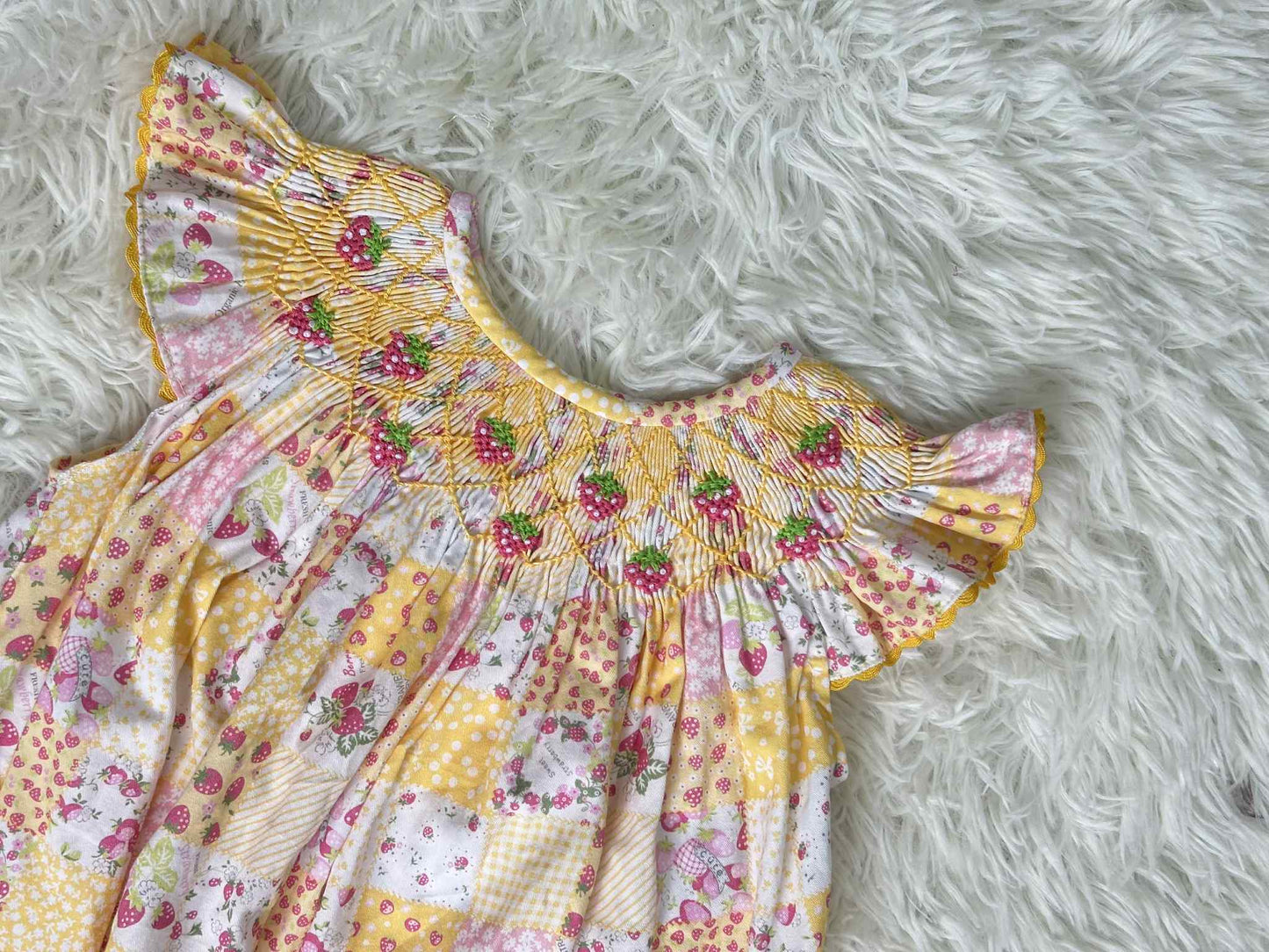 Yellow Sophie Strawberry Patch Hand Smocked Dress