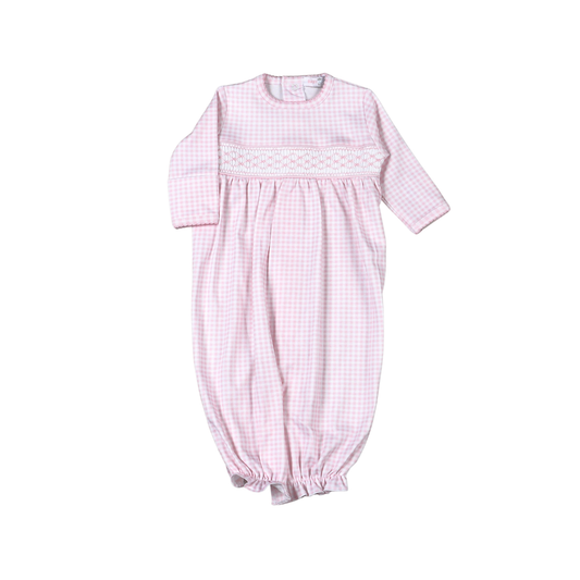 Pink gingham classic Pima Hand Smocked Converterl