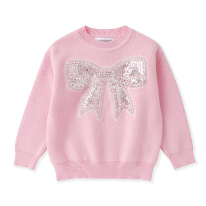 Pink Sparkle Bow Sweater