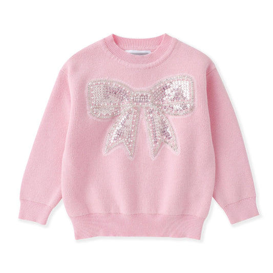 Pink Sparkle Bow Sweater