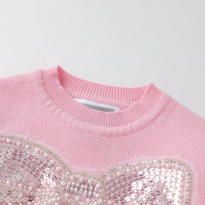 Pink Sparkle Bow Sweater
